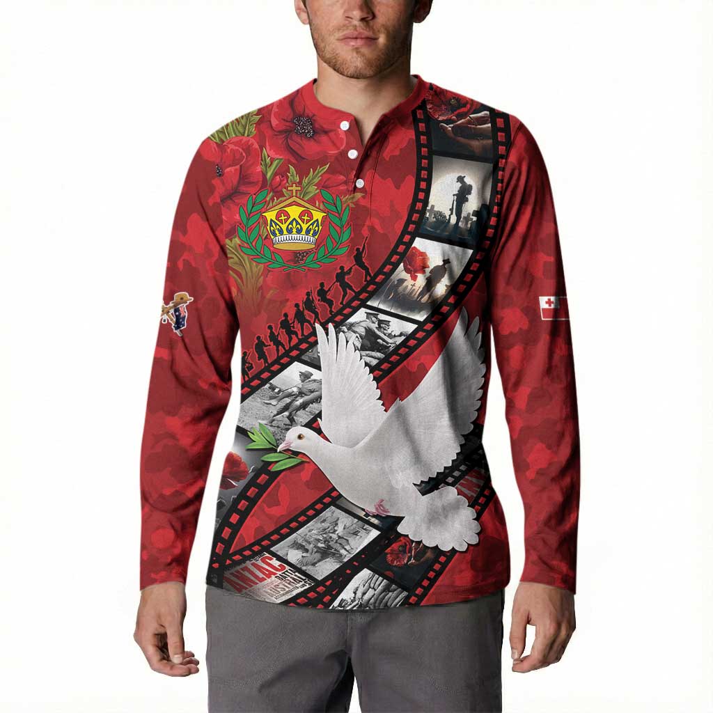 Personalised Tonga ANZAC 1915-2026 Filmstrip Button Sweatshirt Lest We Forget 25 April LT9 - Polynesian Pride