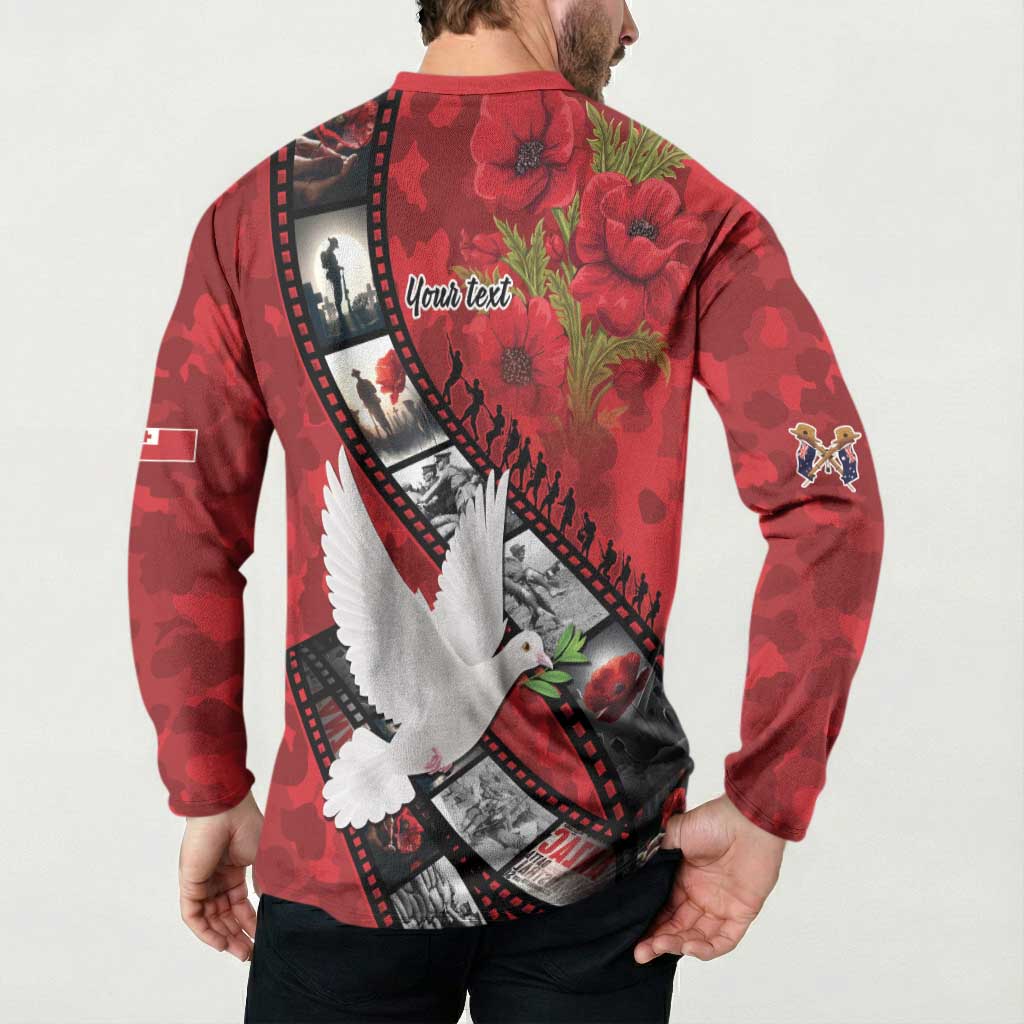 Personalised Tonga ANZAC 1915-2026 Filmstrip Button Sweatshirt Lest We Forget 25 April LT9 - Polynesian Pride