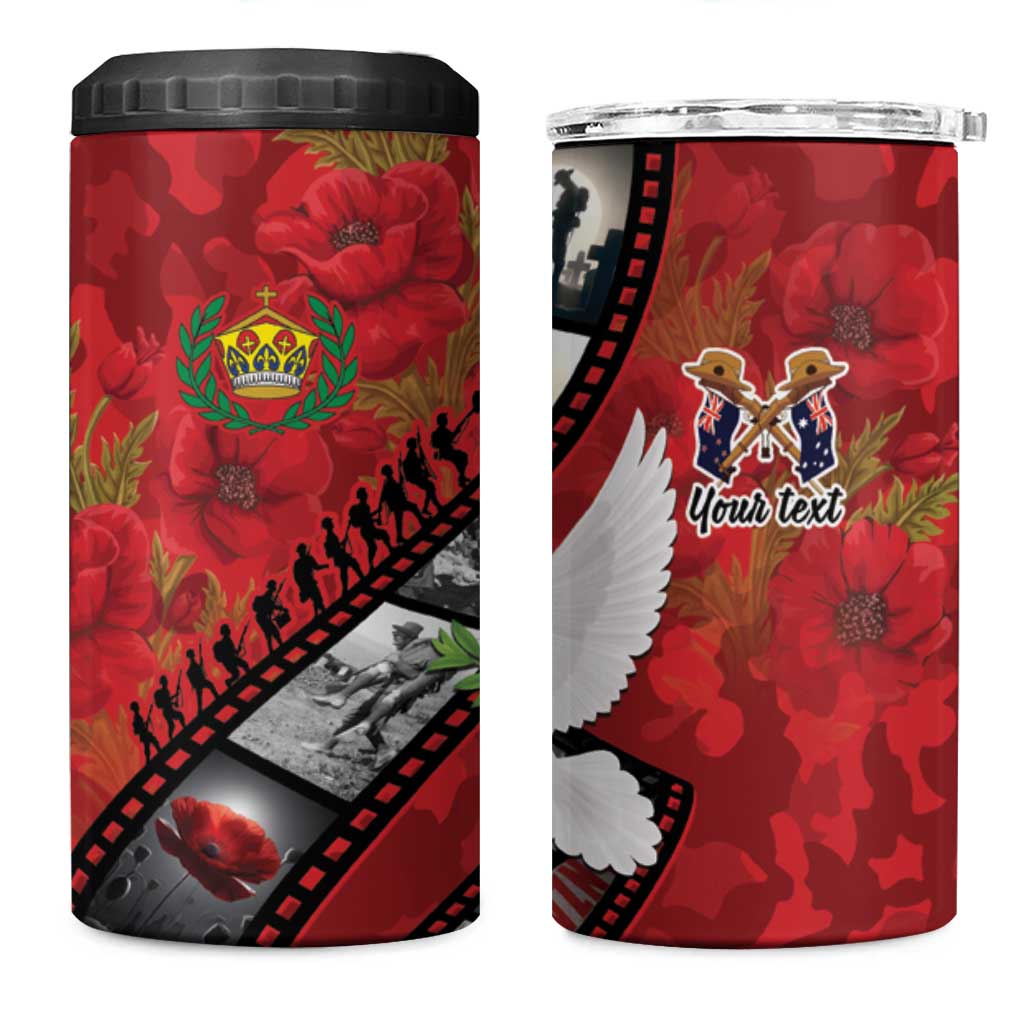 Personalised Tonga ANZAC 1915-2026 Filmstrip 4 in 1 Can Cooler Tumbler Lest We Forget 25 April LT9 One Size: 16 oz Red - Polynesian Pride