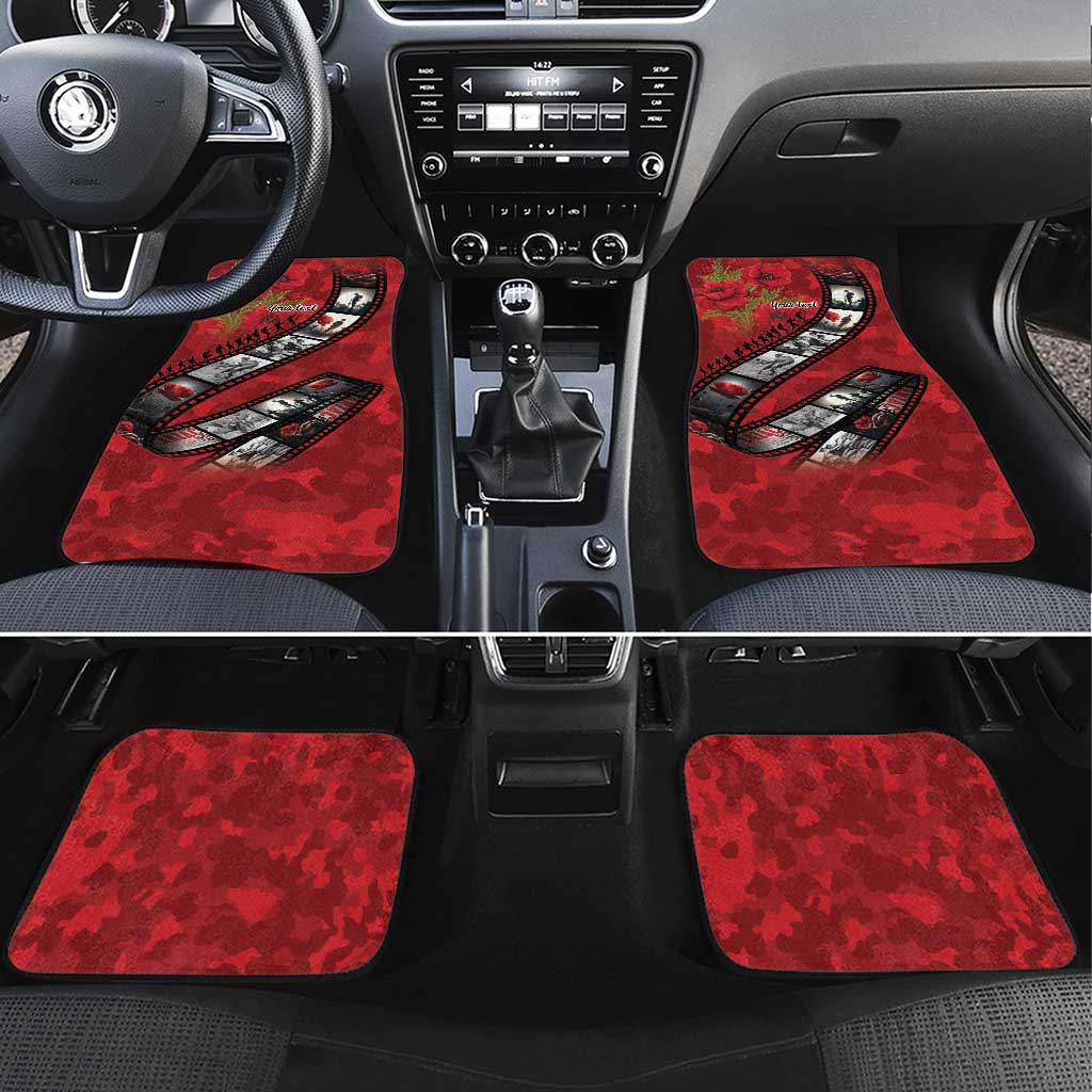 Personalised Tonga ANZAC 1915-2026 Filmstrip Car Mats Lest We Forget 25 April LT9 Set 4pcs Red - Polynesian Pride