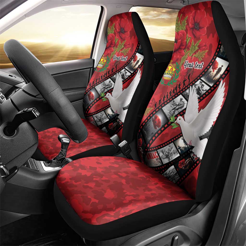 Personalised Tonga ANZAC 1915-2026 Filmstrip Car Seat Cover Lest We Forget 25 April LT9 - Polynesian Pride