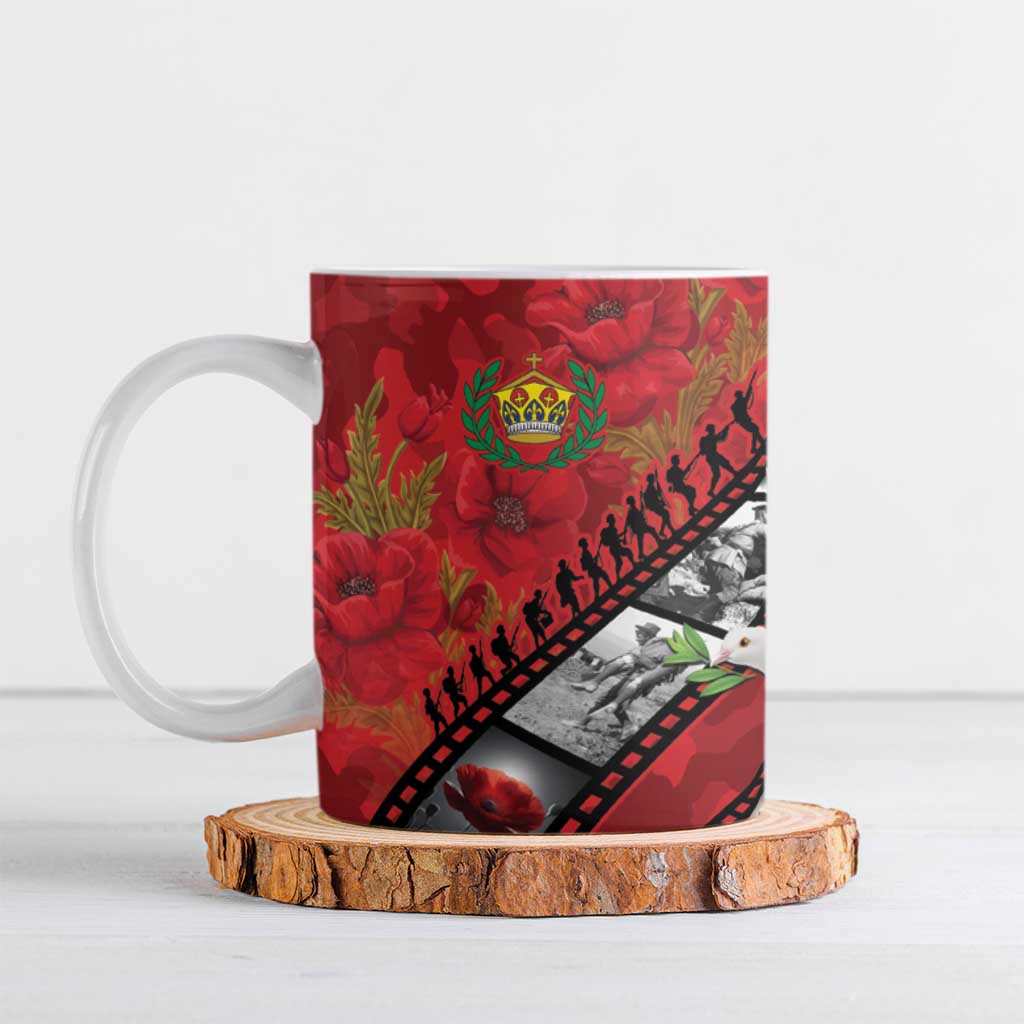 Personalised Tonga ANZAC 1915-2026 Filmstrip Ceramic Mug Lest We Forget 25 April LT9 Red - Polynesian Pride