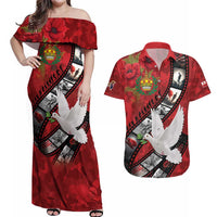 Personalised Tonga ANZAC 1915-2026 Filmstrip Couples Matching Off Shoulder Maxi Dress and Hawaiian Shirt Lest We Forget 25 April