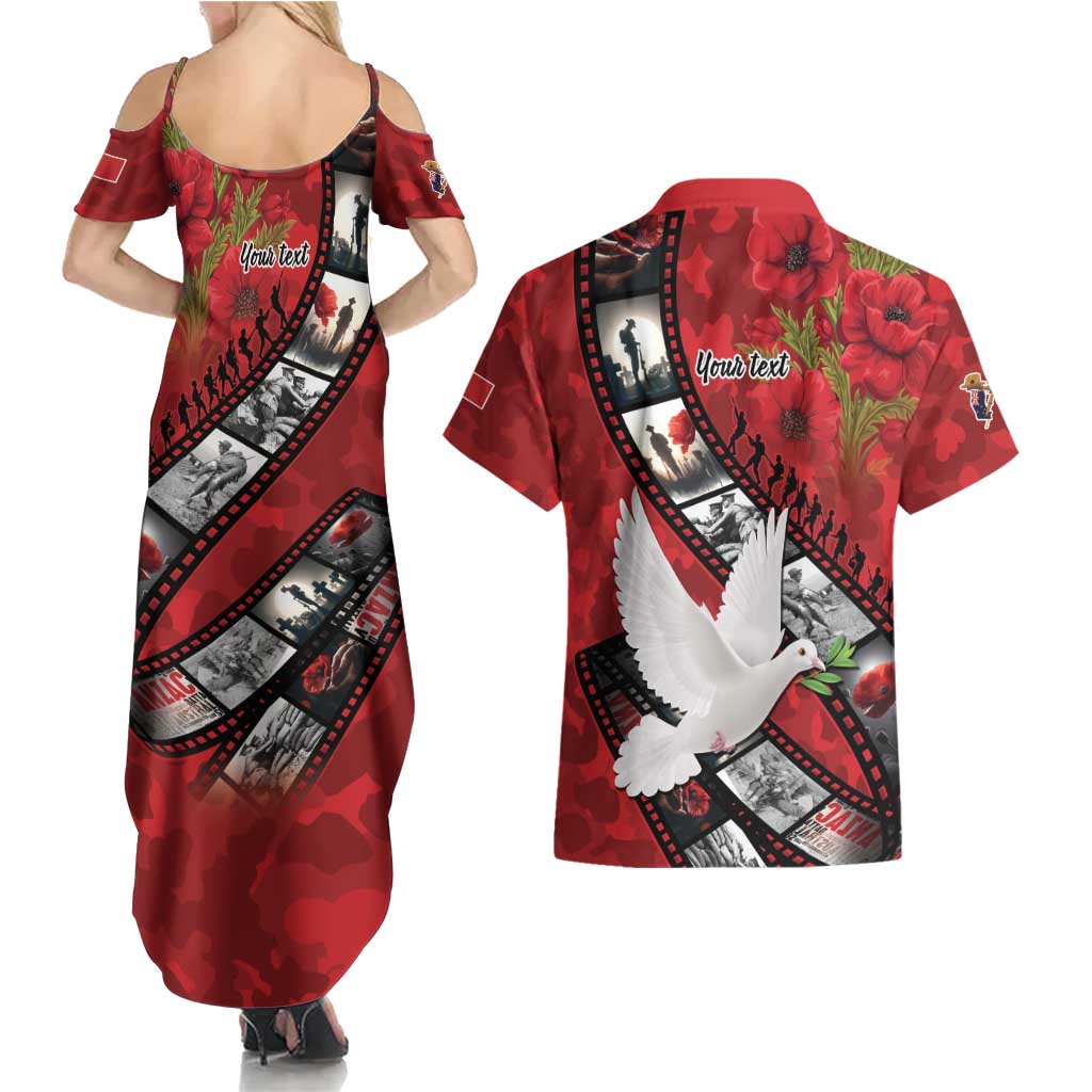 Personalised Tonga ANZAC 1915-2026 Filmstrip Couples Matching Summer Maxi Dress and Hawaiian Shirt Lest We Forget 25 April