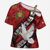 Personalised Tonga ANZAC 1915-2026 Filmstrip Cross Shoulder Shirt Lest We Forget 25 April LT9 Female Red - Polynesian Pride