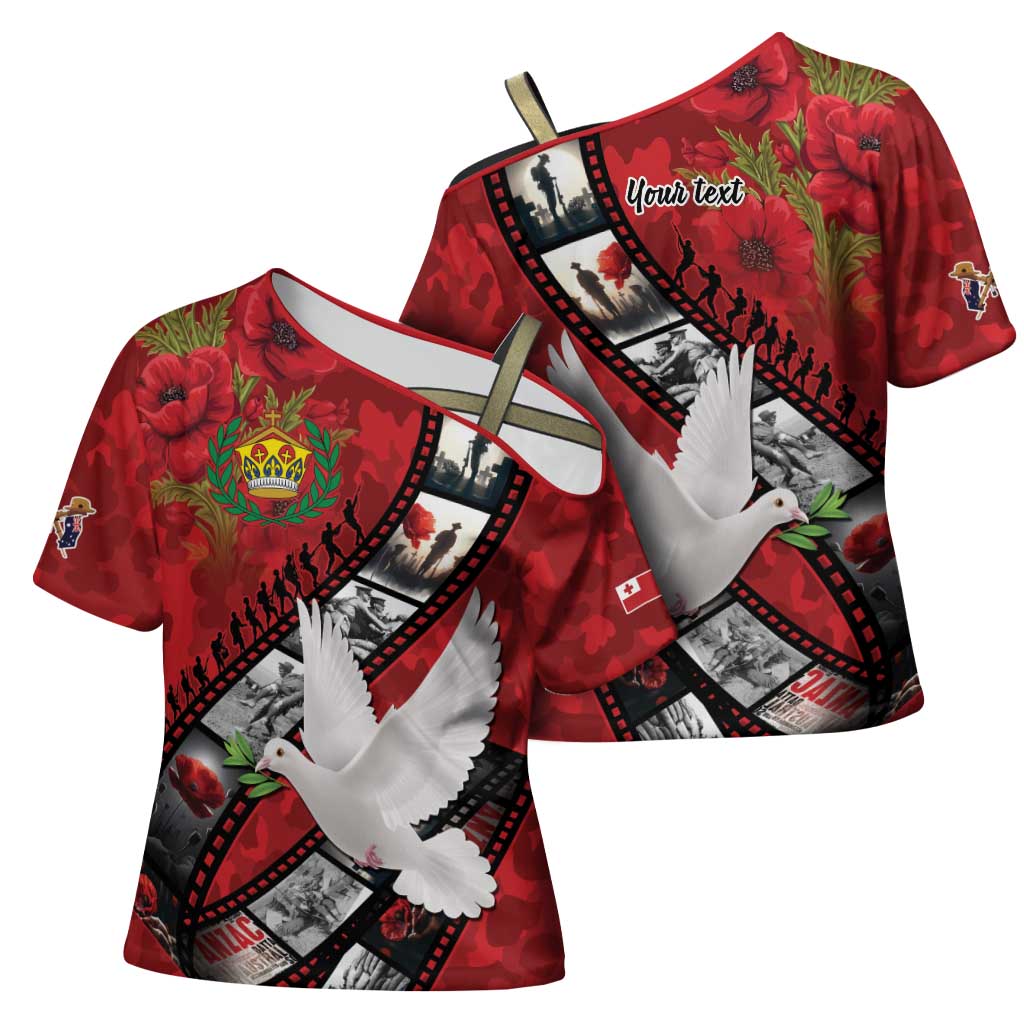 Personalised Tonga ANZAC 1915-2026 Filmstrip Cross Shoulder Shirt Lest We Forget 25 April LT9 - Polynesian Pride