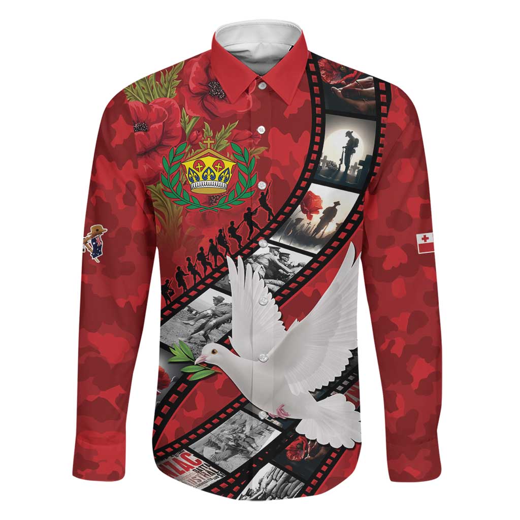 Personalised Tonga ANZAC 1915-2026 Filmstrip Family Matching Long Sleeve Bodycon Dress and Hawaiian Shirt Lest We Forget 25 April