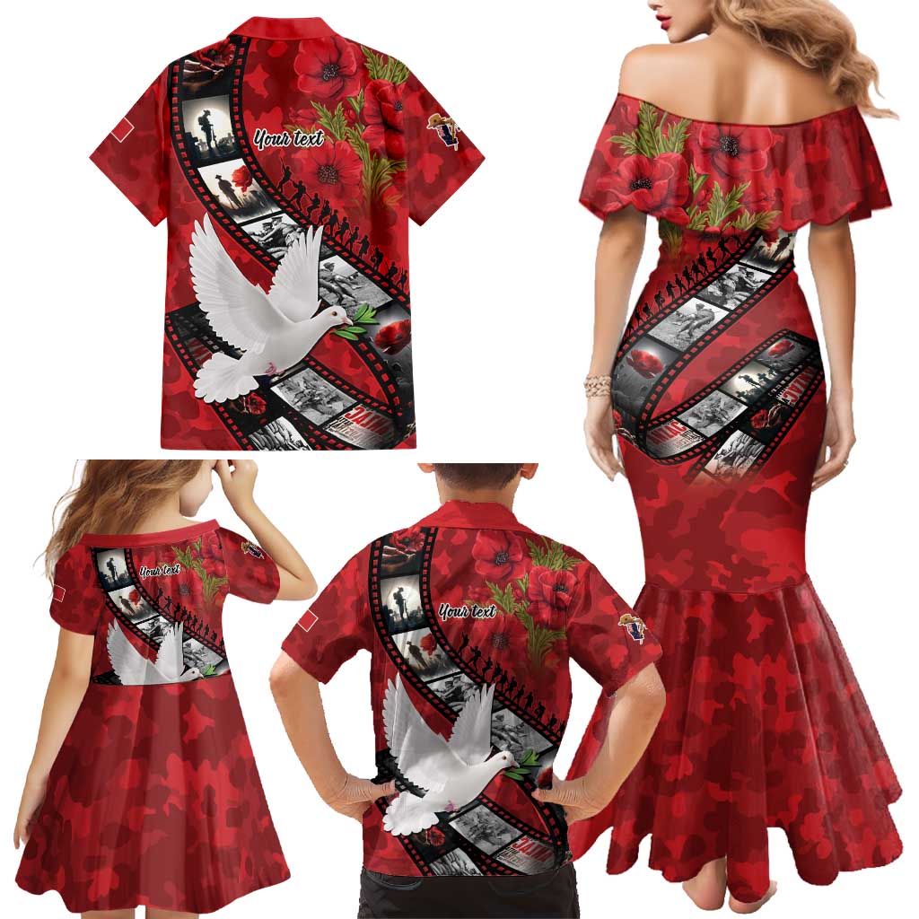 Personalised Tonga ANZAC 1915-2026 Filmstrip Family Matching Mermaid Dress and Hawaiian Shirt Lest We Forget 25 April