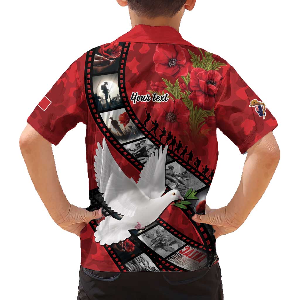 Personalised Tonga ANZAC 1915-2026 Filmstrip Family Matching Off Shoulder Maxi Dress and Hawaiian Shirt Lest We Forget 25 April