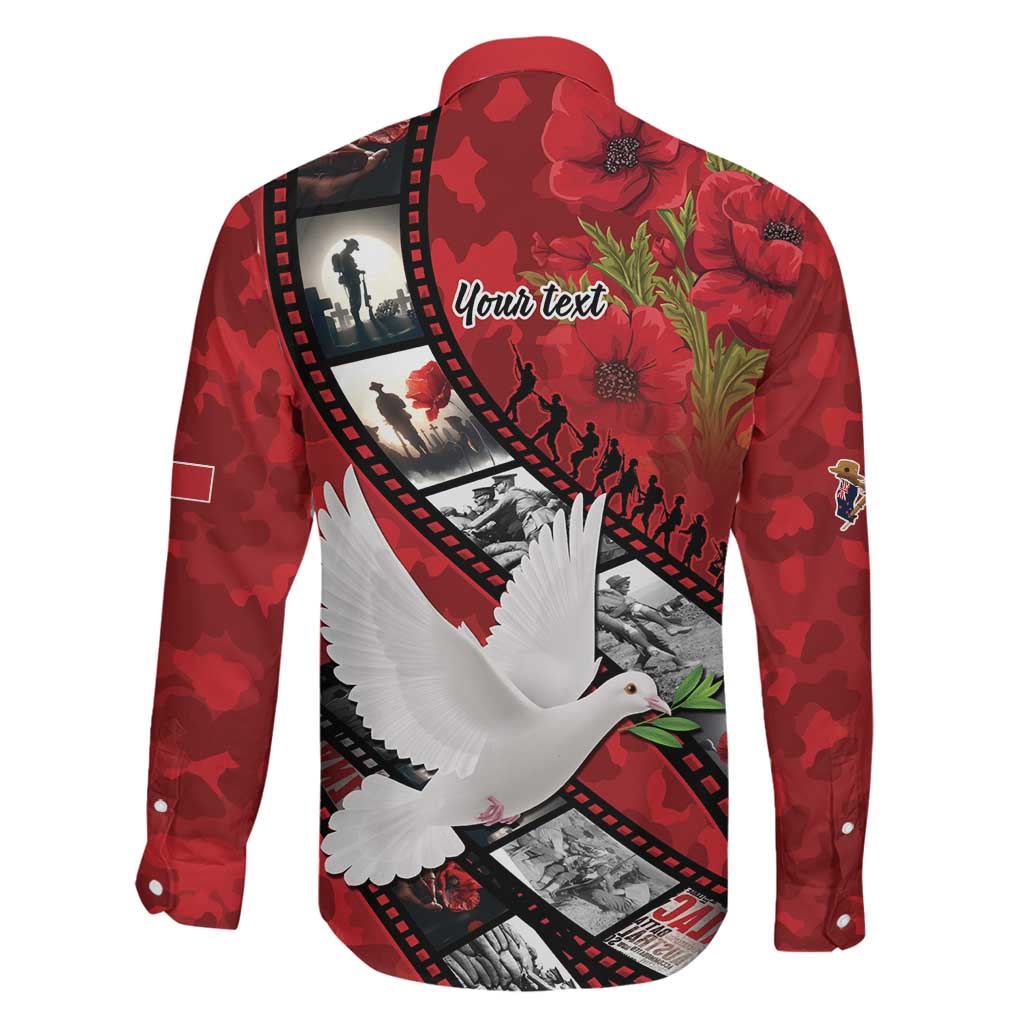 Personalised Tonga ANZAC 1915-2026 Filmstrip Family Matching Off Shoulder Short Dress and Hawaiian Shirt Lest We Forget 25 April