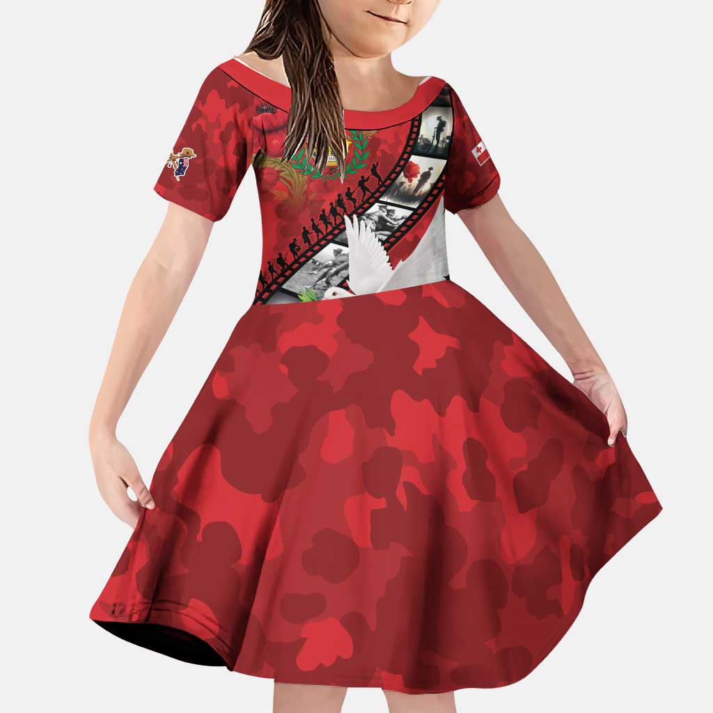 Personalised Tonga ANZAC 1915-2026 Filmstrip Family Matching Summer Maxi Dress and Hawaiian Shirt Lest We Forget 25 April