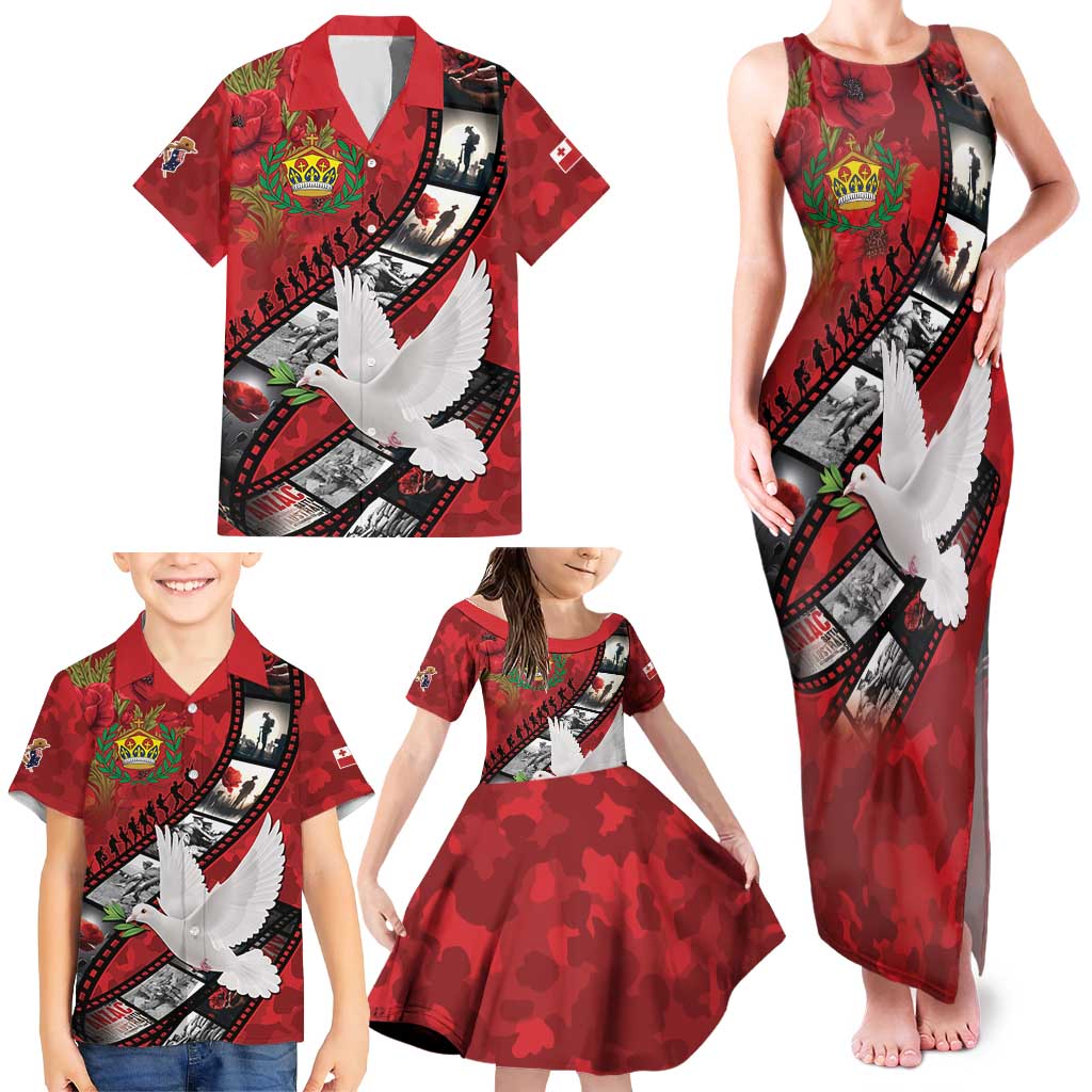 Personalised Tonga ANZAC 1915-2026 Filmstrip Family Matching Tank Maxi Dress and Hawaiian Shirt Lest We Forget 25 April LT9 - Polynesian Pride