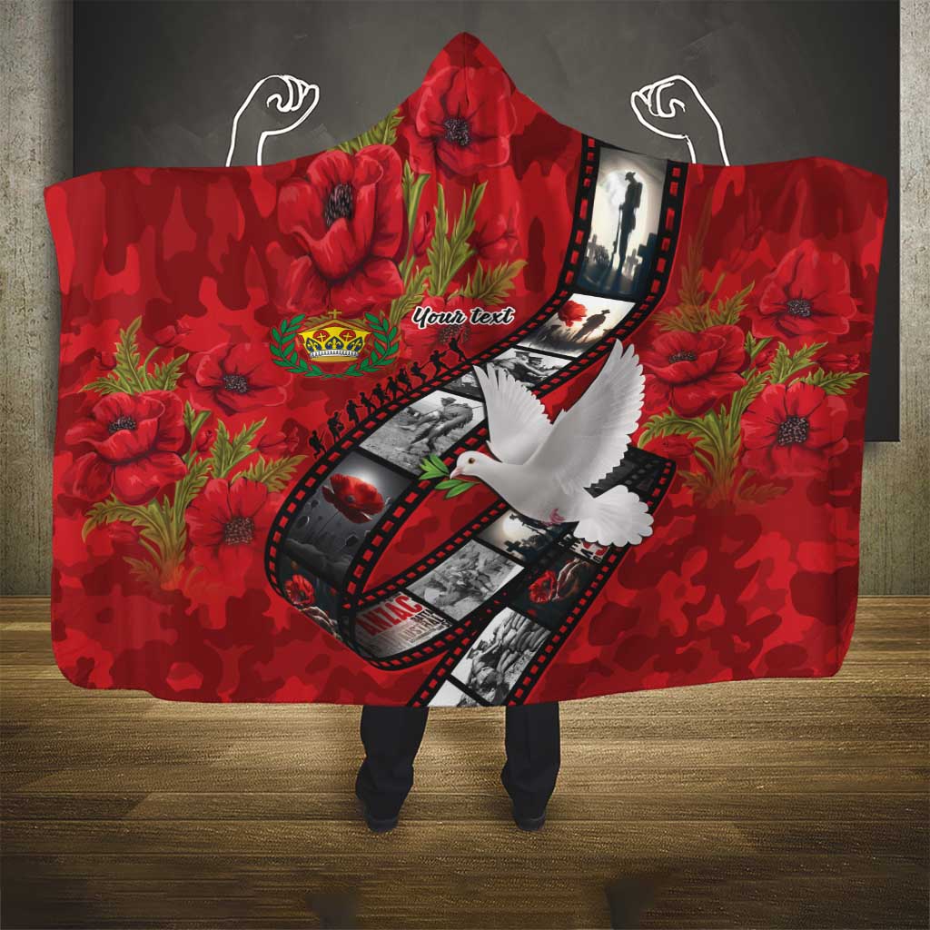 Personalised Tonga ANZAC 1915-2026 Filmstrip Hooded Blanket Lest We Forget 25 April LT9 - Polynesian Pride