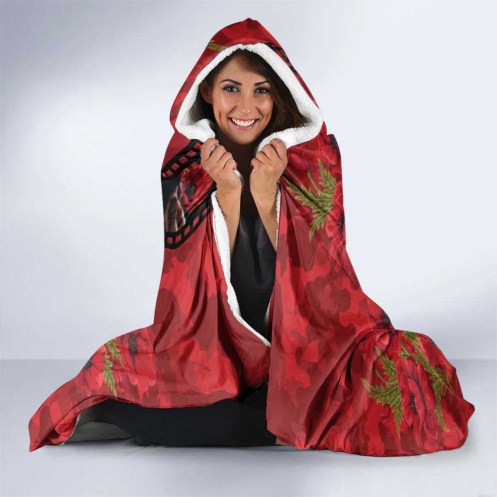 Personalised Tonga ANZAC 1915-2026 Filmstrip Hooded Blanket Lest We Forget 25 April LT9 - Polynesian Pride