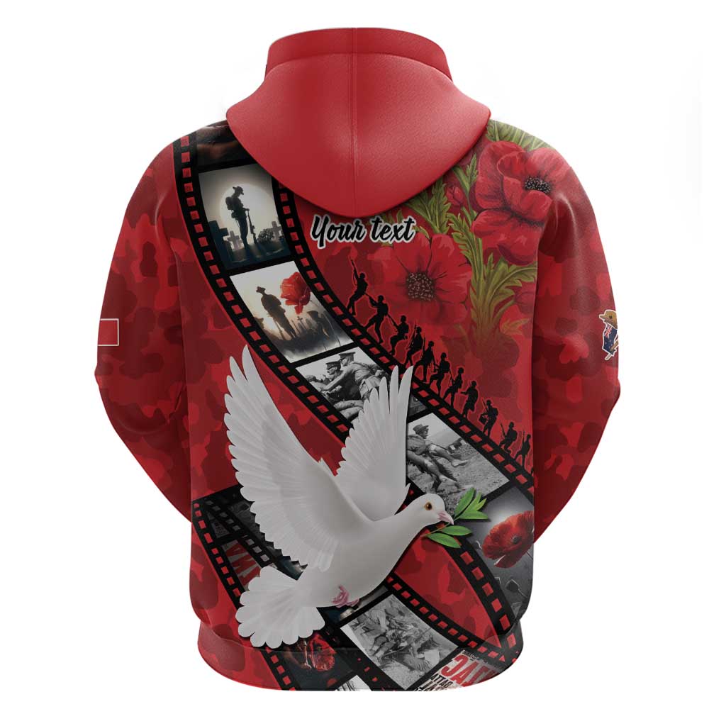 Personalised Tonga ANZAC 1915-2026 Filmstrip Hoodie Lest We Forget 25 April LT9 - Polynesian Pride