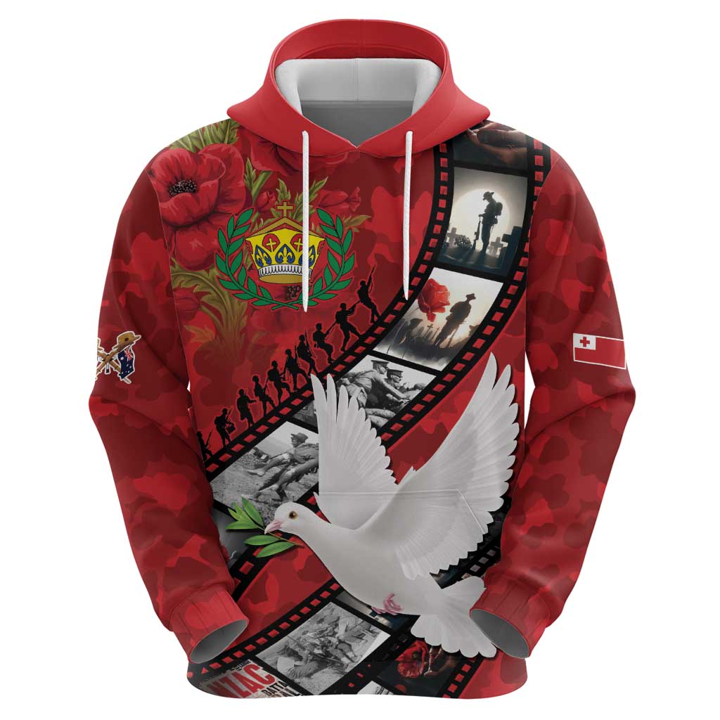 Personalised Tonga ANZAC 1915-2026 Filmstrip Hoodie Lest We Forget 25 April LT9 - Polynesian Pride