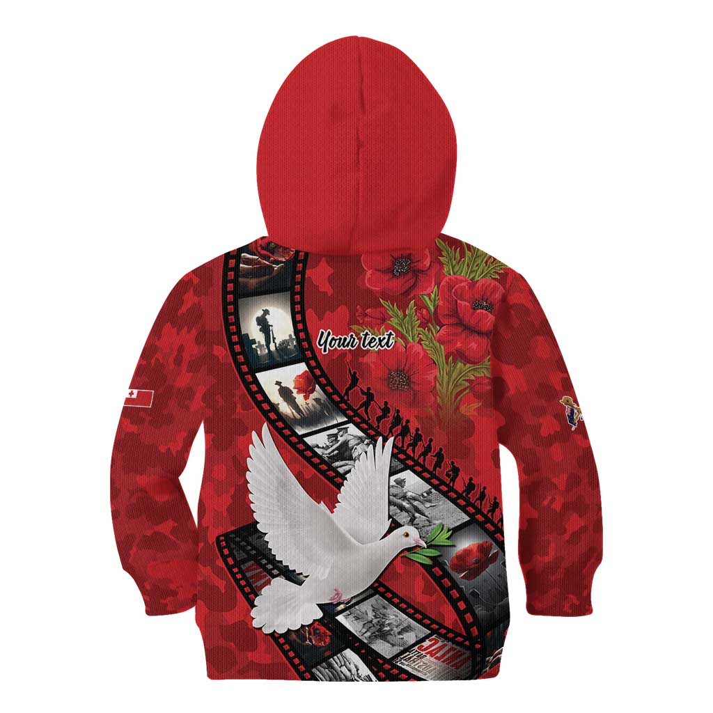 Personalised Tonga ANZAC 1915-2026 Filmstrip Kid Hoodie Lest We Forget 25 April LT9 - Polynesian Pride