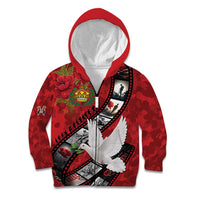 Personalised Tonga ANZAC 1915-2026 Filmstrip Kid Hoodie Lest We Forget 25 April LT9 Zip Hoodie Red - Polynesian Pride