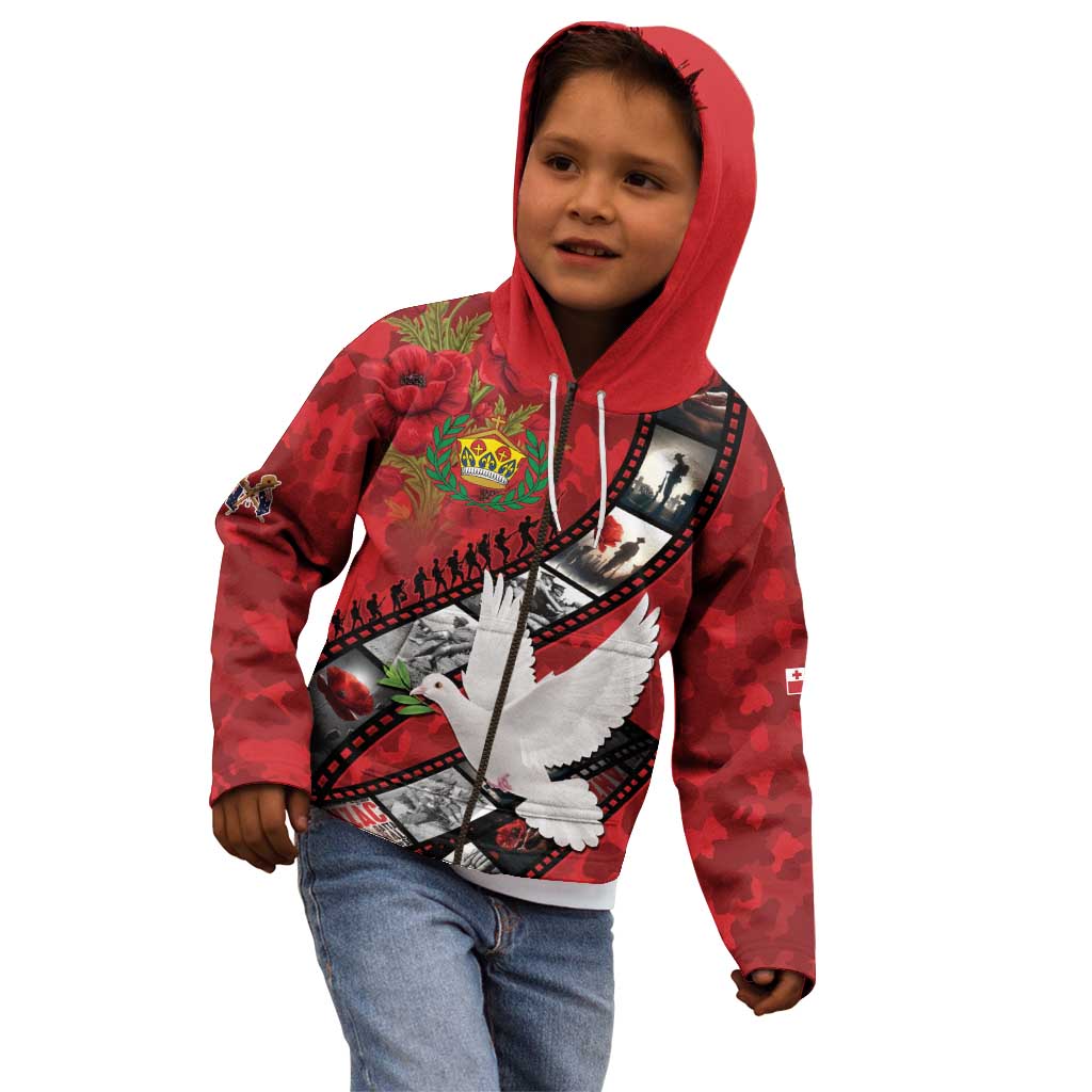 Personalised Tonga ANZAC 1915-2026 Filmstrip Kid Hoodie Lest We Forget 25 April LT9 - Polynesian Pride