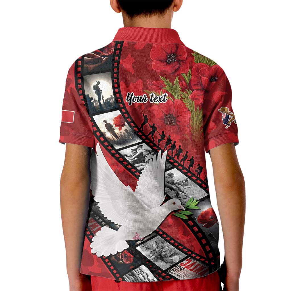 Personalised Tonga ANZAC 1915-2026 Filmstrip Kid Polo Shirt Lest We Forget 25 April LT9 - Polynesian Pride