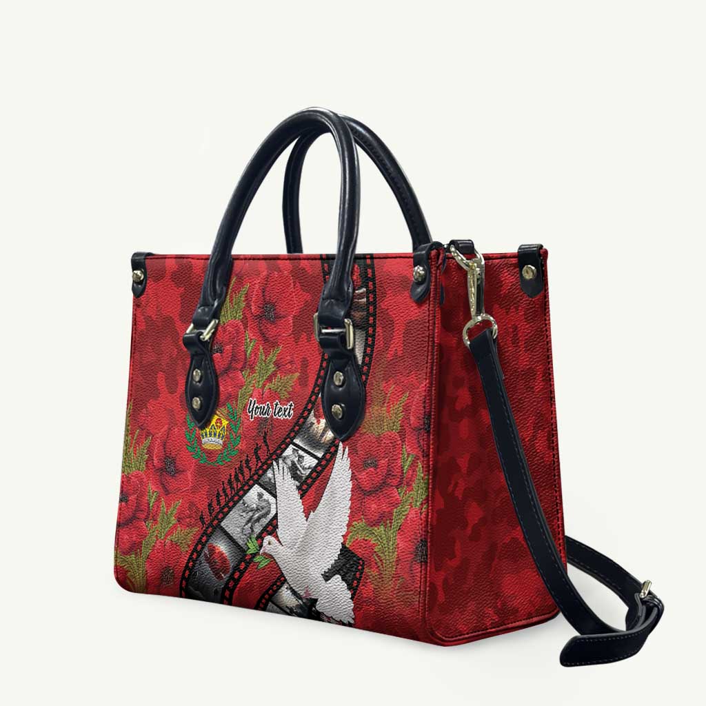 Personalised Tonga ANZAC 1915-2026 Filmstrip Leather Bag Lest We Forget 25 April LT9 Red - Polynesian Pride