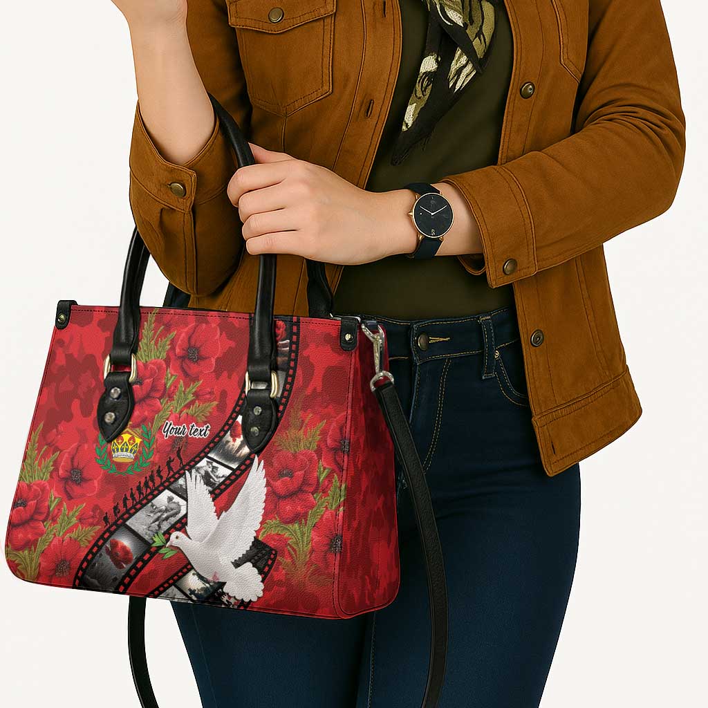 Personalised Tonga ANZAC 1915-2026 Filmstrip Leather Bag Lest We Forget 25 April LT9 - Polynesian Pride