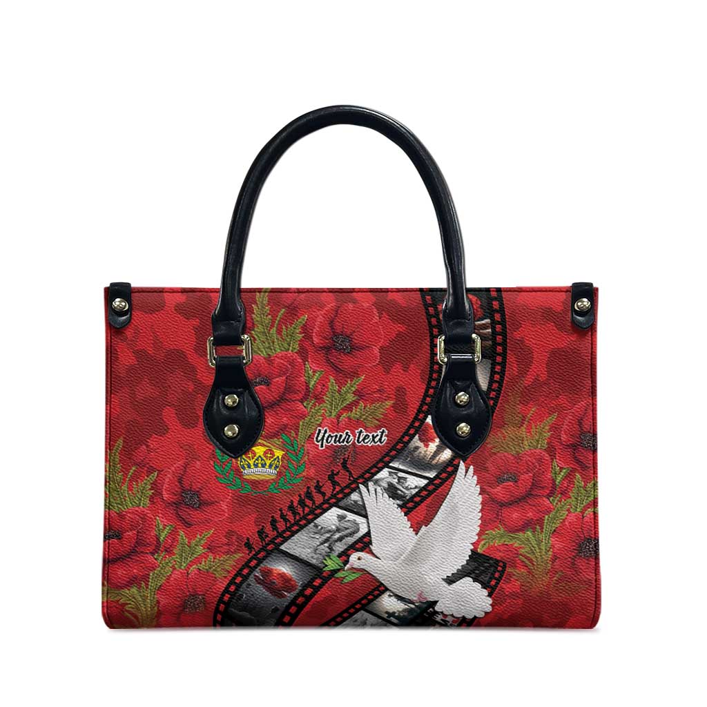 Personalised Tonga ANZAC 1915-2026 Filmstrip Leather Bag Lest We Forget 25 April LT9 - Polynesian Pride