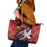 Personalised Tonga ANZAC 1915-2026 Filmstrip Leather Tote Bag Lest We Forget 25 April LT9 Red - Polynesian Pride