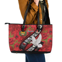 Personalised Tonga ANZAC 1915-2026 Filmstrip Leather Tote Bag Lest We Forget 25 April LT9 - Polynesian Pride