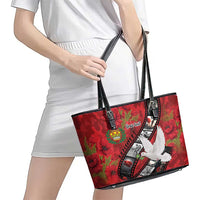 Personalised Tonga ANZAC 1915-2026 Filmstrip Leather Tote Bag Lest We Forget 25 April LT9 - Polynesian Pride