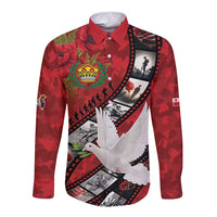 Personalised Tonga ANZAC 1915-2026 Filmstrip Long Sleeve Button Shirt Lest We Forget 25 April LT9 Unisex Red - Polynesian Pride