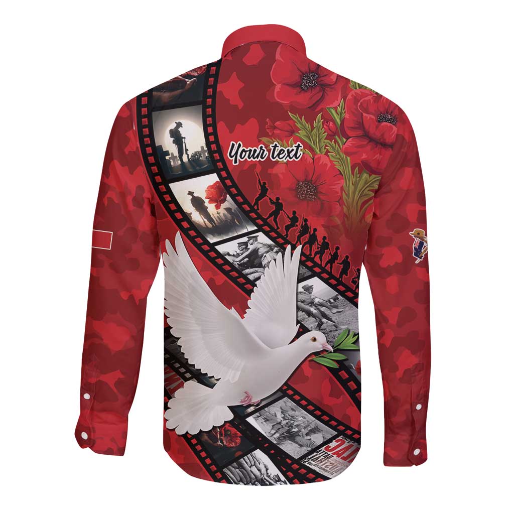Personalised Tonga ANZAC 1915-2026 Filmstrip Long Sleeve Button Shirt Lest We Forget 25 April LT9 - Polynesian Pride
