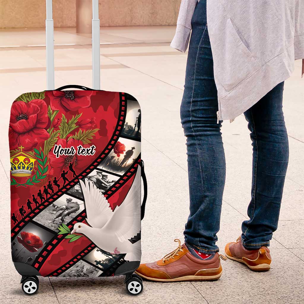 Personalised Tonga ANZAC 1915-2026 Filmstrip Luggage Cover Lest We Forget 25 April LT9 Red - Polynesian Pride