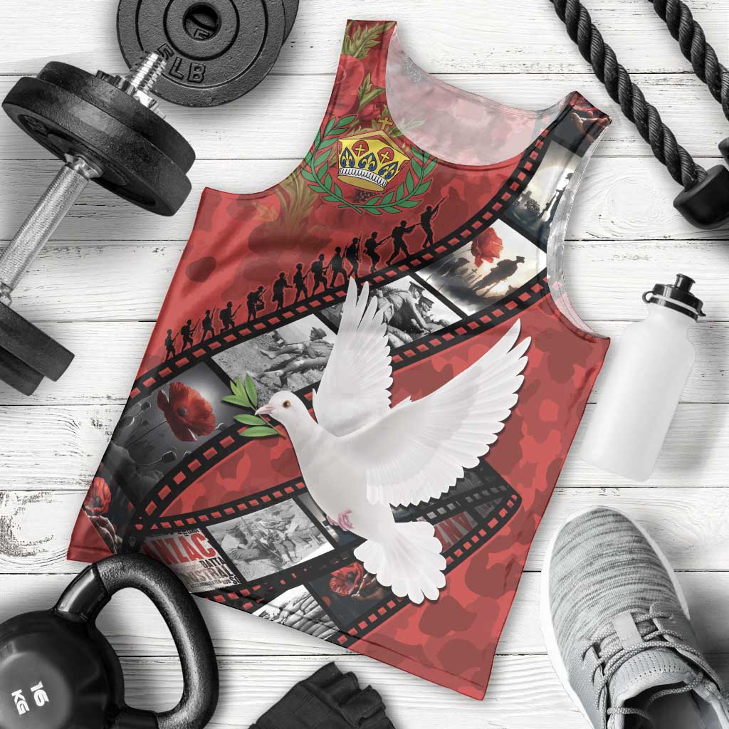 Personalised Tonga ANZAC 1915-2026 Filmstrip Men Tank Top Lest We Forget 25 April LT9 - Polynesian Pride