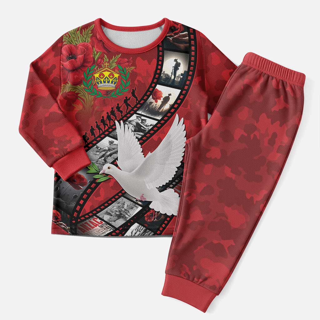 Personalised Tonga ANZAC 1915-2026 Filmstrip Pajama Set Lest We Forget 25 April LT9 Men Red - Polynesian Pride
