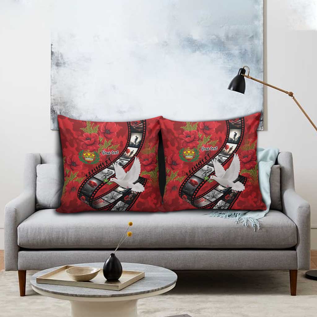 Personalised Tonga ANZAC 1915-2026 Filmstrip Pillow Cover Lest We Forget 25 April LT9 - Polynesian Pride