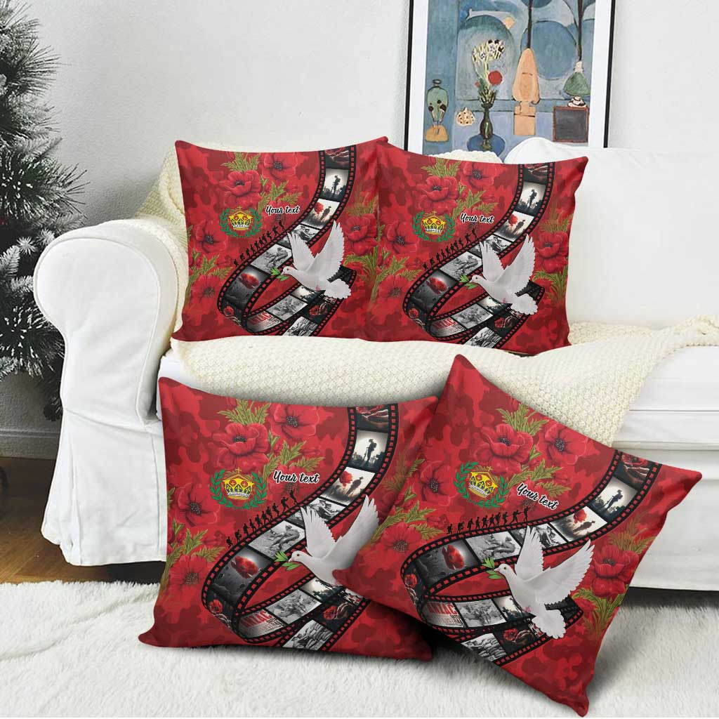 Personalised Tonga ANZAC 1915-2026 Filmstrip Pillow Cover Lest We Forget 25 April LT9 - Polynesian Pride