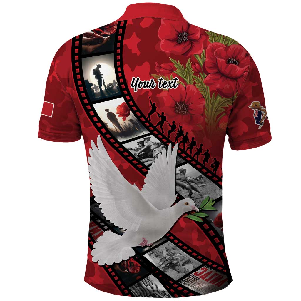 Personalised Tonga ANZAC 1915-2026 Filmstrip Polo Shirt Lest We Forget 25 April LT9 - Polynesian Pride