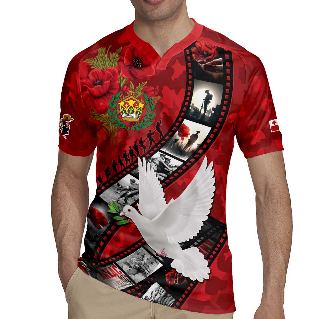 Personalised Tonga ANZAC 1915-2026 Filmstrip Rugby Jersey Lest We Forget 25 April LT9 - Polynesian Pride