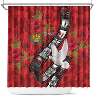 Personalised Tonga ANZAC 1915-2026 Filmstrip Shower Curtain Lest We Forget 25 April LT9 Red - Polynesian Pride