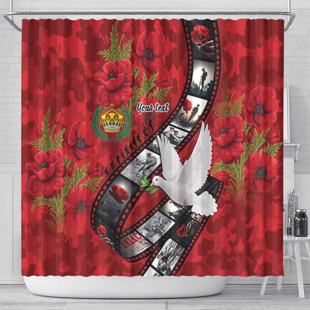 Personalised Tonga ANZAC 1915-2026 Filmstrip Shower Curtain Lest We Forget 25 April LT9 - Polynesian Pride