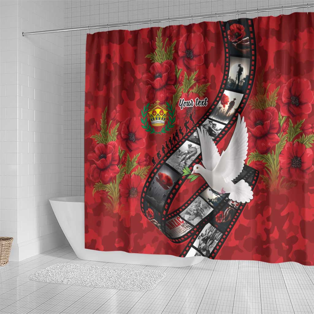 Personalised Tonga ANZAC 1915-2026 Filmstrip Shower Curtain Lest We Forget 25 April LT9 - Polynesian Pride