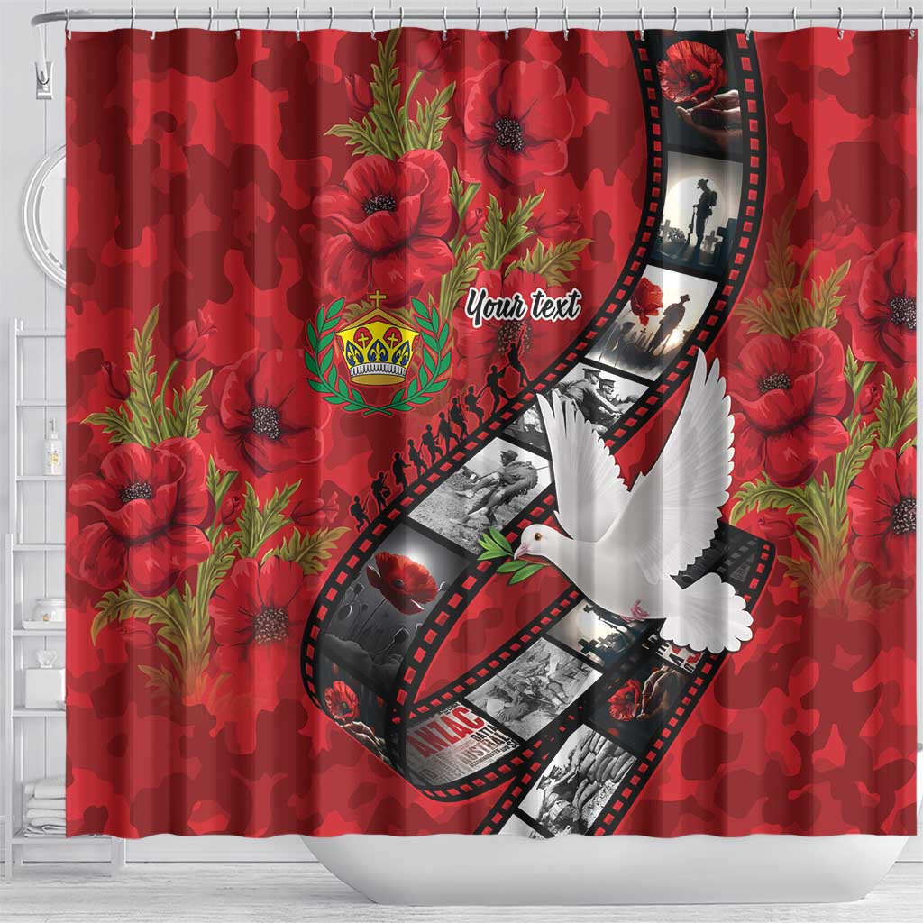 Personalised Tonga ANZAC 1915-2026 Filmstrip Shower Curtain Lest We Forget 25 April LT9 - Polynesian Pride
