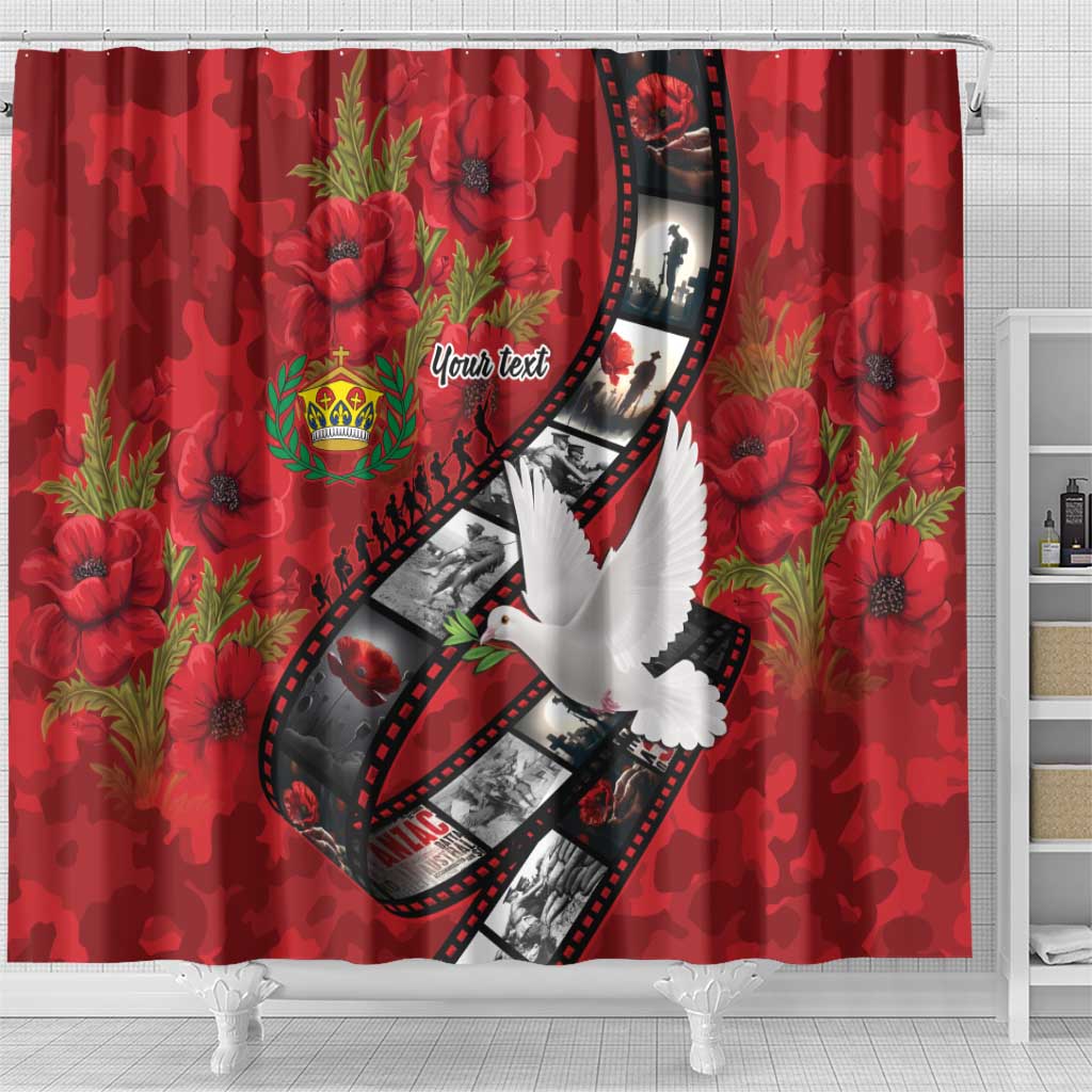 Personalised Tonga ANZAC 1915-2026 Filmstrip Shower Curtain Lest We Forget 25 April LT9 - Polynesian Pride
