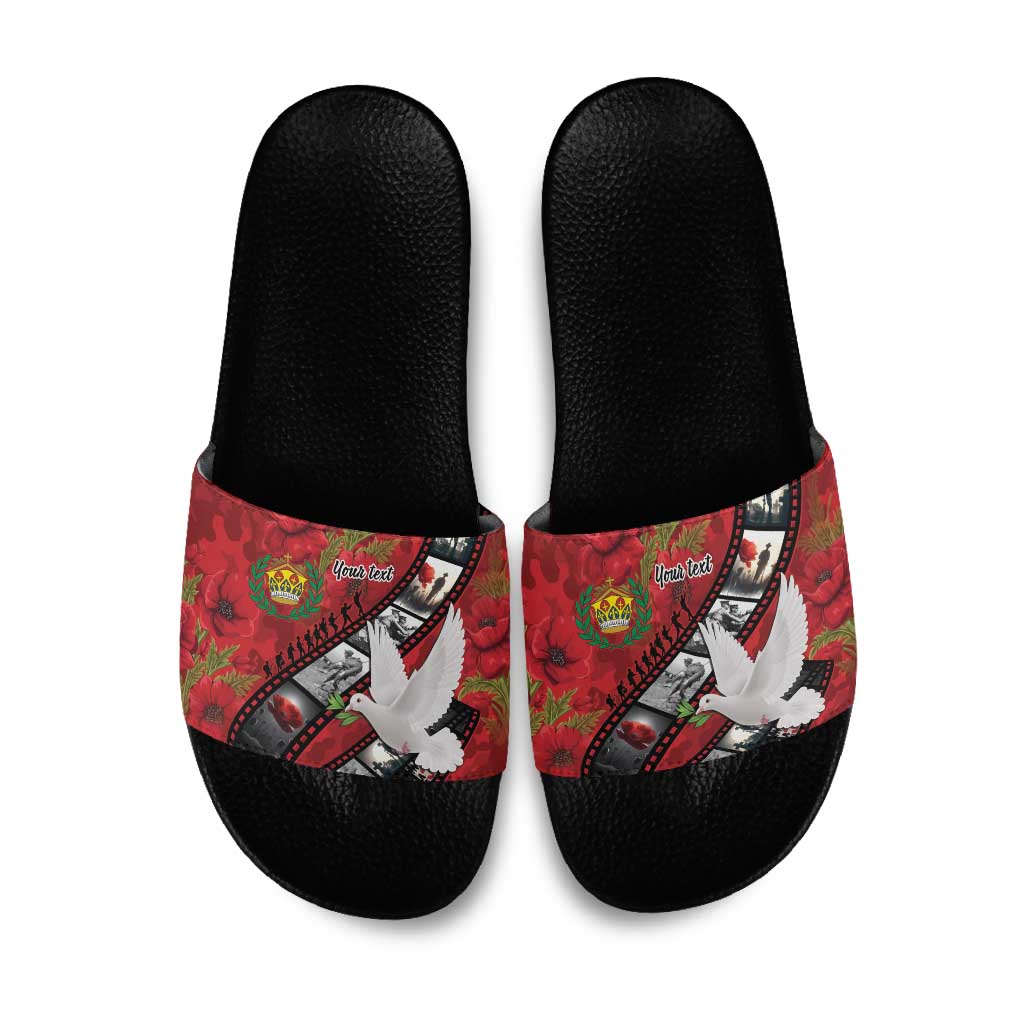 Personalised Tonga ANZAC 1915-2026 Filmstrip Slide Sandals Lest We Forget 25 April LT9 Red - Polynesian Pride