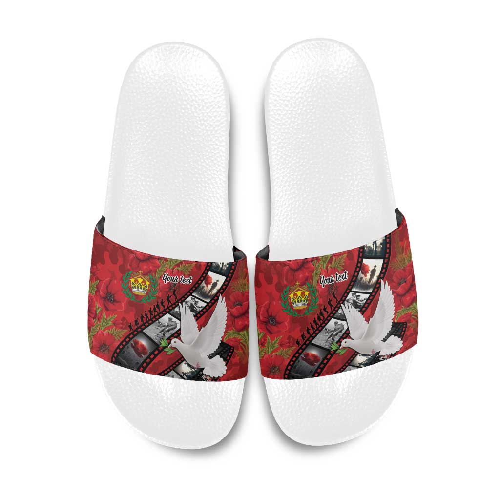 Personalised Tonga ANZAC 1915-2026 Filmstrip Slide Sandals Lest We Forget 25 April LT9 Red - Polynesian Pride