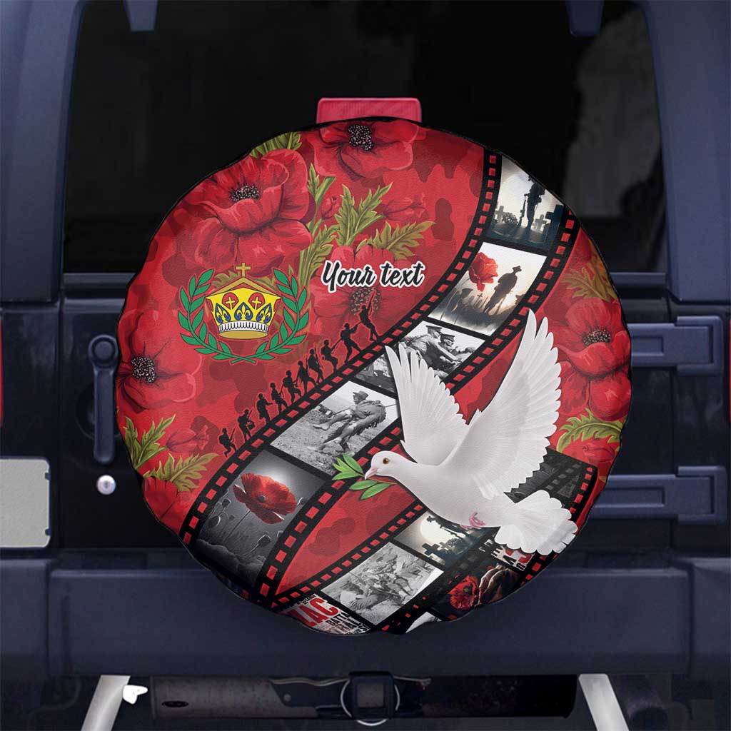 Personalised Tonga ANZAC 1915-2026 Filmstrip Spare Tire Cover Lest We Forget 25 April LT9 No hole Red - Polynesian Pride