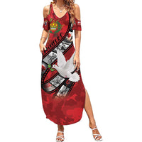 Personalised Tonga ANZAC 1915-2026 Filmstrip Summer Maxi Dress Lest We Forget 25 April LT9 Women Red - Polynesian Pride