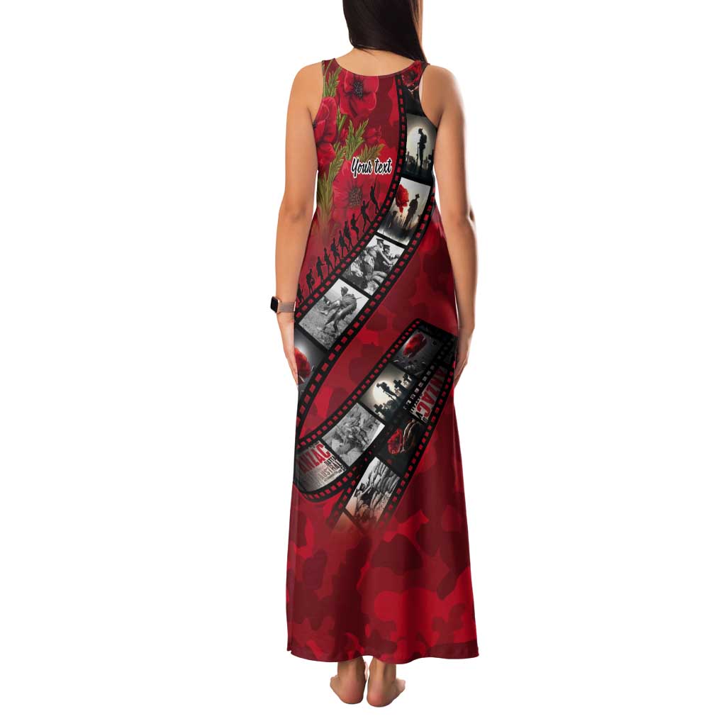 Personalised Tonga ANZAC 1915-2026 Filmstrip Tank Maxi Dress Lest We Forget 25 April LT9 - Polynesian Pride