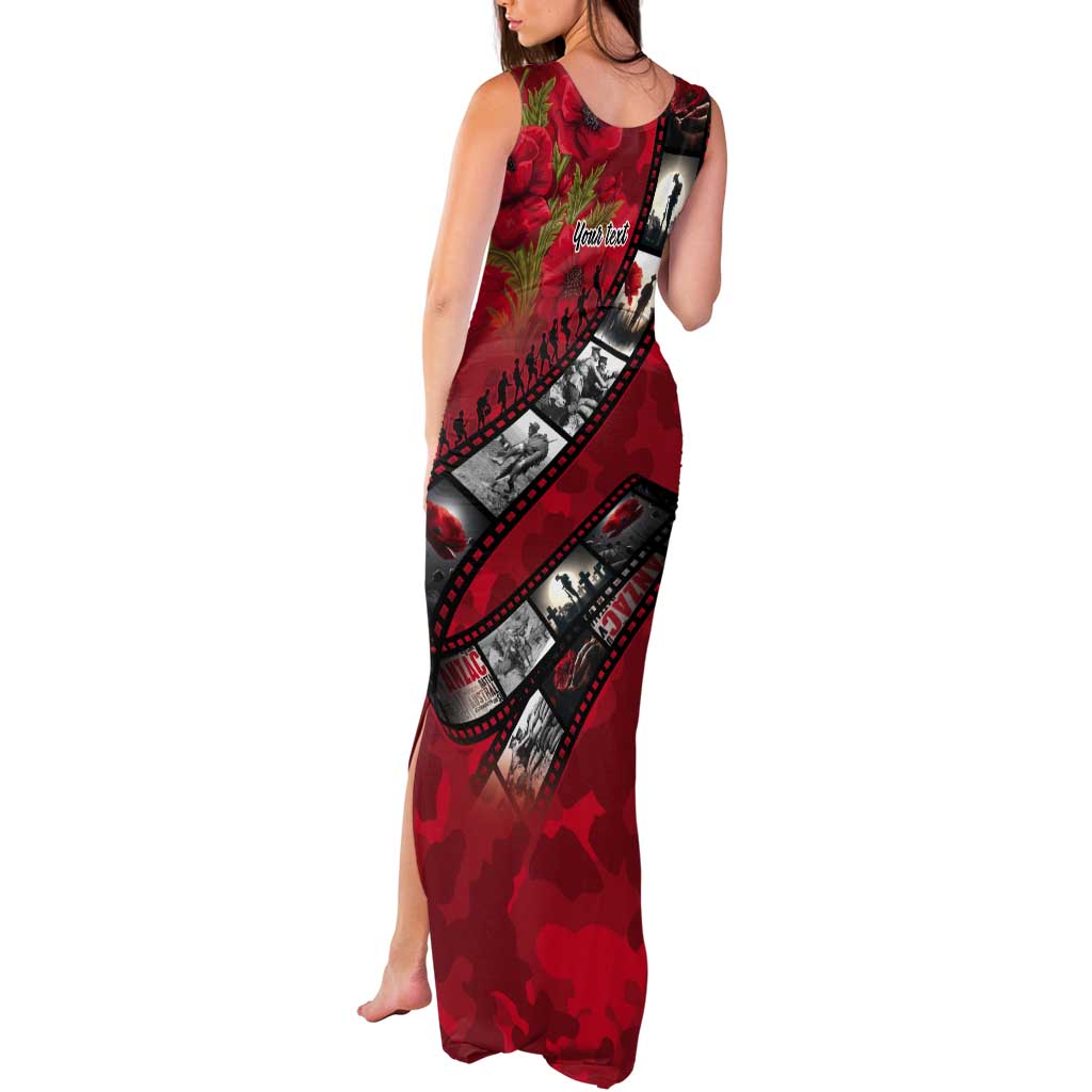Personalised Tonga ANZAC 1915-2026 Filmstrip Tank Maxi Dress Lest We Forget 25 April LT9 - Polynesian Pride